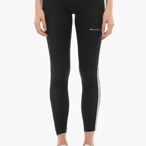 Palm Angels Black Leggings with White Stripes